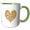 Green/White, variant on 3drose, a Heart Full of Ochre Brown Hearts, 11oz Two-tone Green Mug