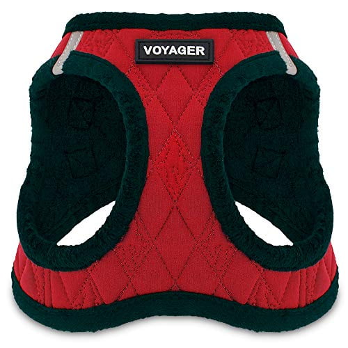 Voyager Step-in Plush Dog Harness - Soft Plush, Step in Vest Harness for Small & Medium Dogs by Best Pet Supplies, Inc, Inc. - Red Plush, Small (Chest: 14.5" - 17")