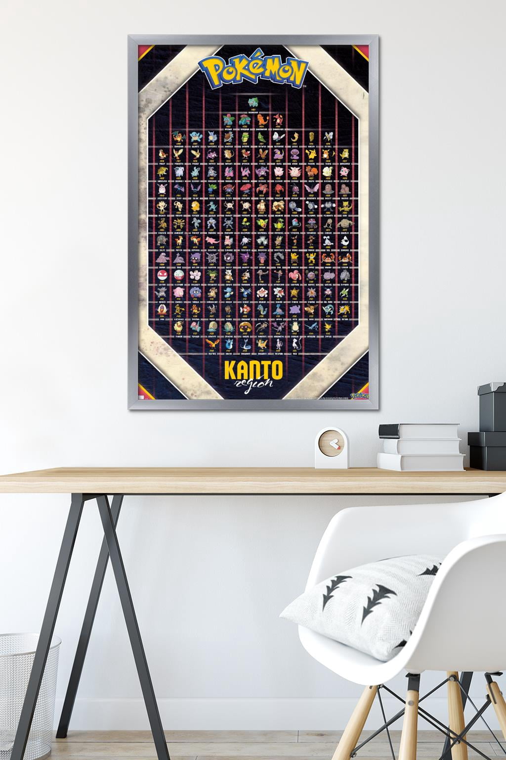 Pokemon - Kanto Region Wall Poster, 22.375" x 34" Framed