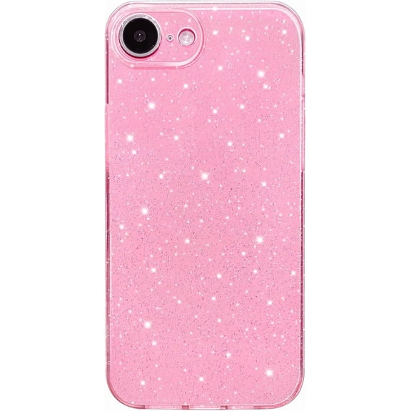 ERUCND-Case for iPhone 17e Case Glitter Cute Sparkly Shiny Bling Sparkle Phone Cases 6.1", Thin Slim Fit Soft TPU Bumper Shockproof Rubber Protective Cover for Women Girls Girly, Bright Pink