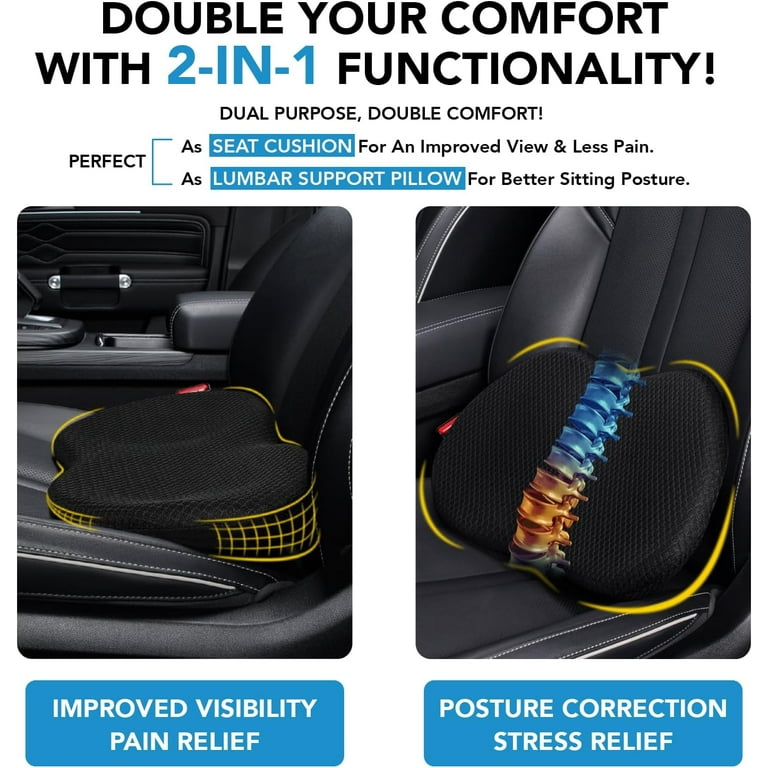 Wedge Car Seat Cushion: Memory Foam Truck Seat Cushion for Car Seat Driver  - Sciatica and Back Pain Relief - Enhancing Driving Comfort 