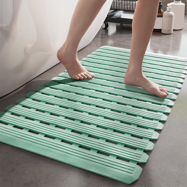 Fiudx Alfombrilla Antideslizante para Baño, Tpe Verde Menta, Ventosa Fuerte, Impermeable y Fácil de Limpiar, Diseño Seguro para Ducha E Inodoro, Almohadilla Antideslizante para Pies, Tamaño 40 X 70 C