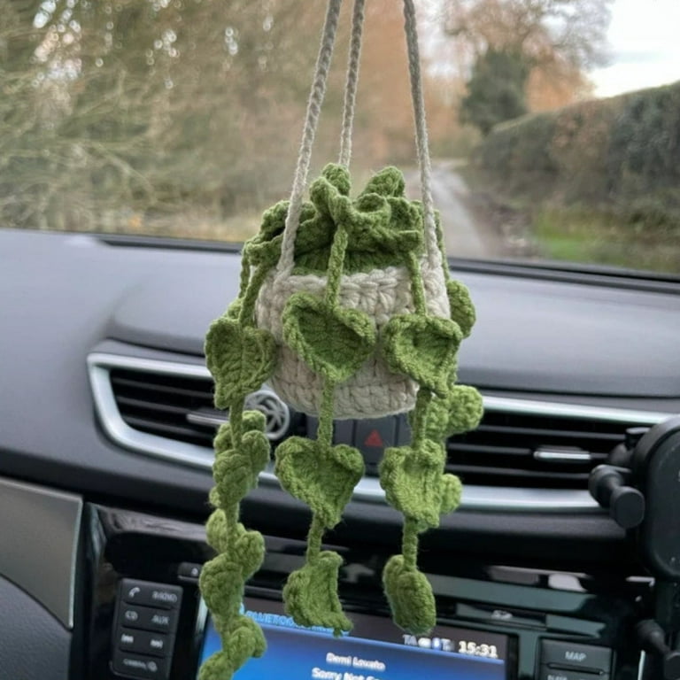 Hanging Ornaments Car Decor Crochet Car Accessories Potted Plants