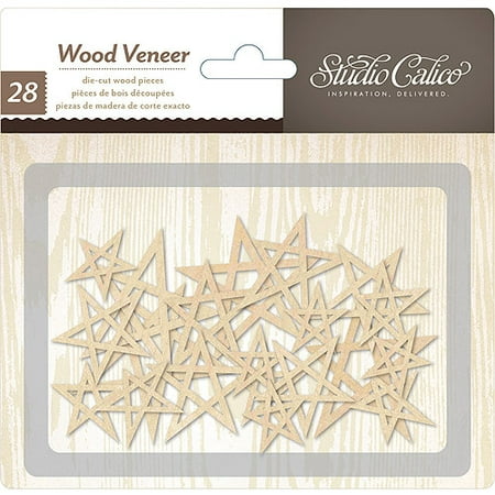 Printshop Laser-Cut Wood Veneer Shapes, 28 Pack, Stars