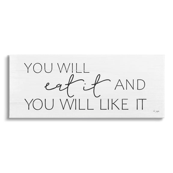 Stupell Industries Eat & Like It Rustic Kitchen Phrase Sign Graphic Art Gallery Wrapped Canvas Print Wall Art, Design by Jaxn Blvd.