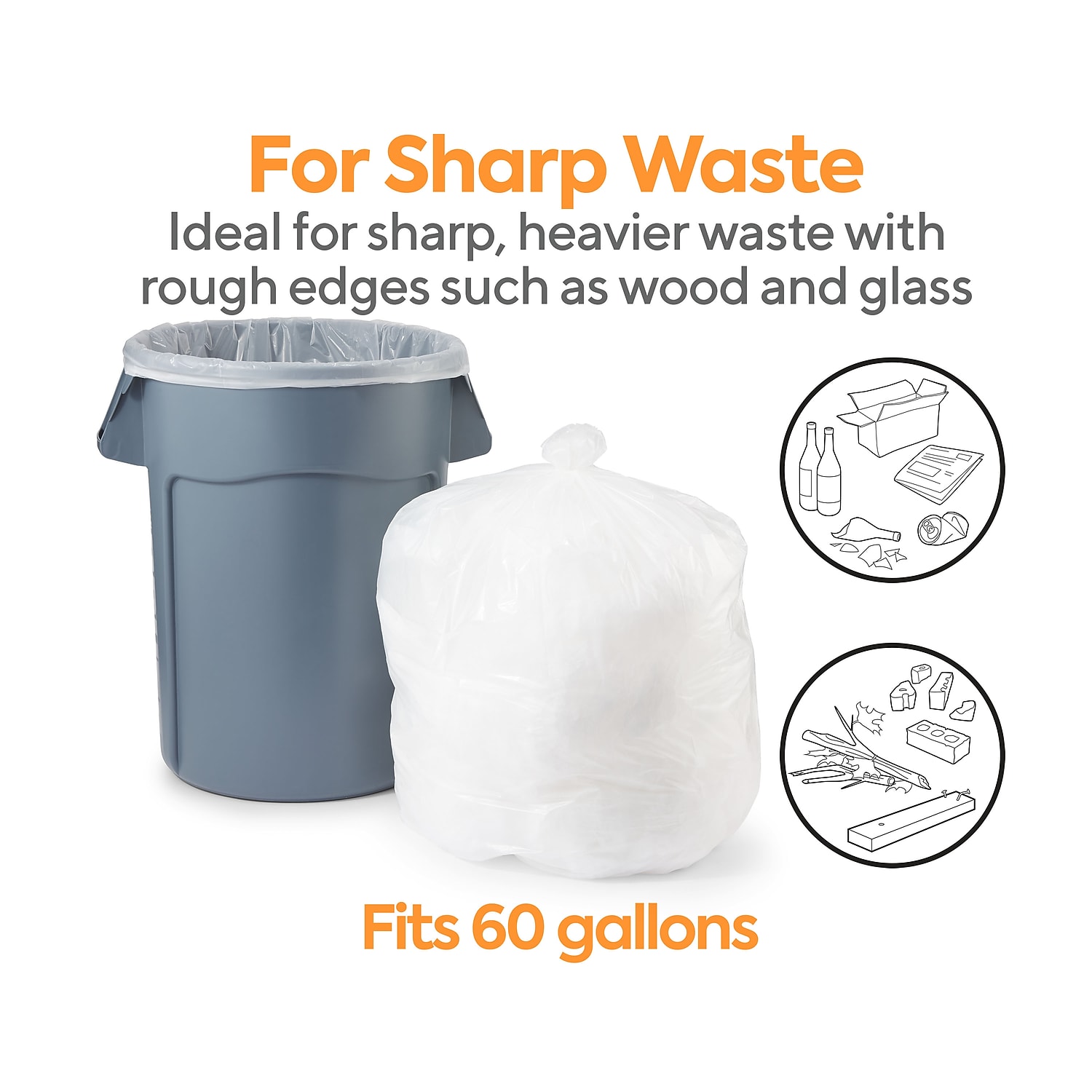 Staples Coastwide Professional 55-60 Gallon Trash Bag 38" x 58" Low Density 1.3 mil Clear 100