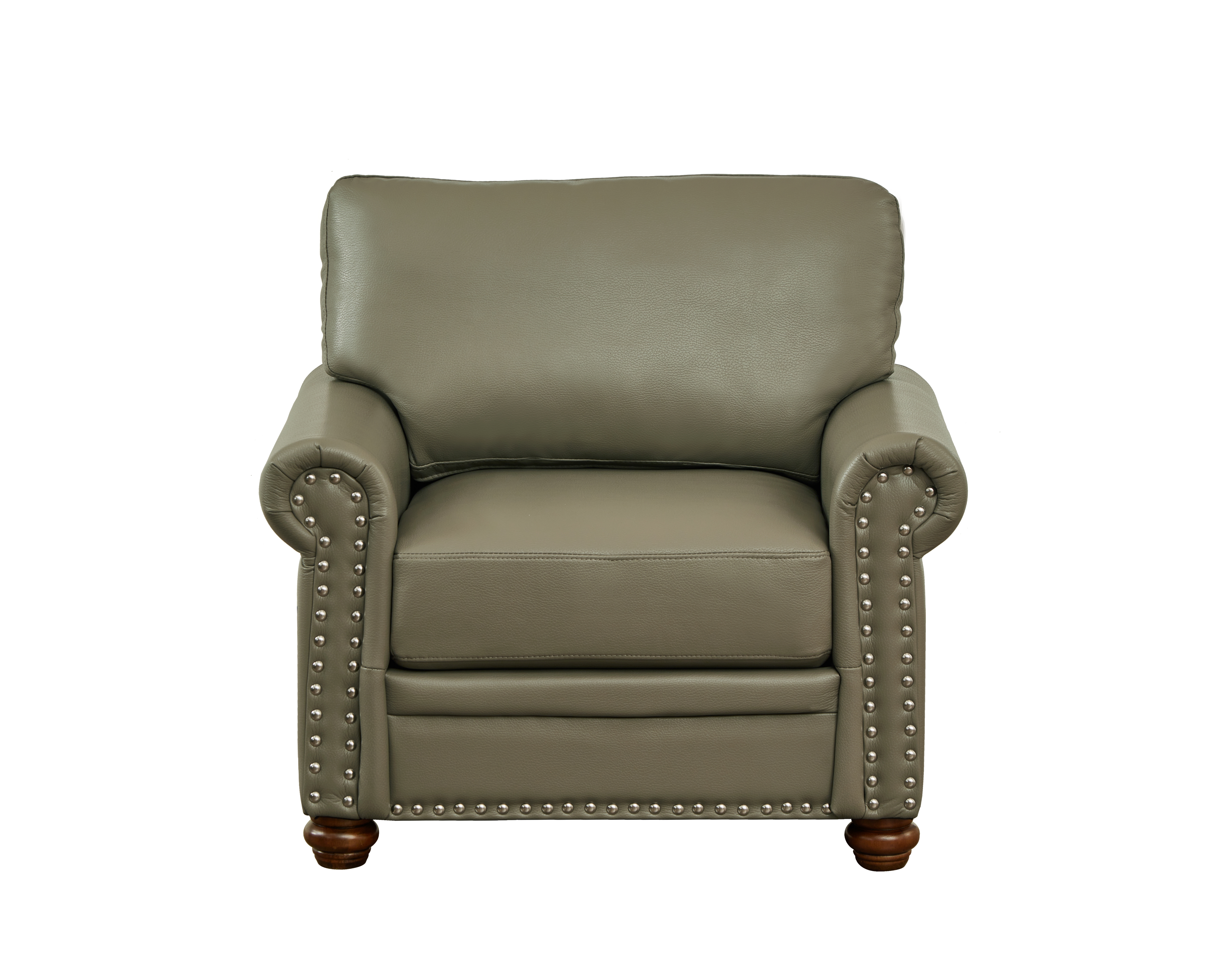 Classic Faux Leather Single Sofa Couch Armchair with Nailhead Trim and Removable Cushions for Living Room Office Apartment