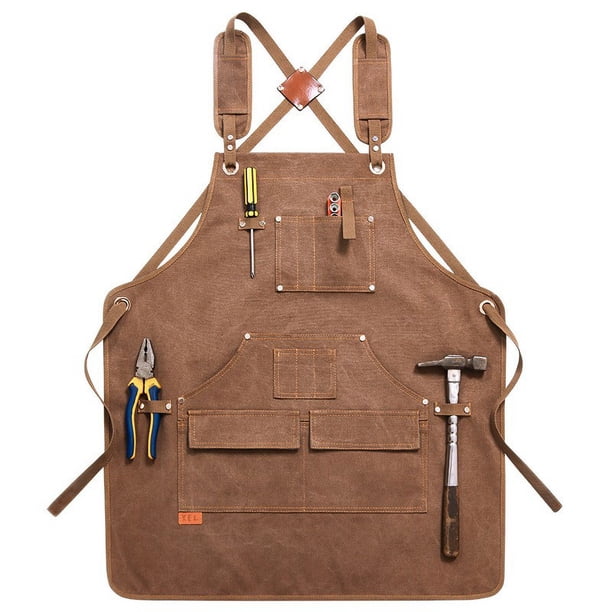 Delantal de lona para barbería, cafetería, jardinería, carpintería, restaurante, camarero, ropa de trabajo