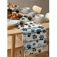 thumbnail image 6 of Blue Beige Paw Print Table Runner 120 Inches, Vintage Farmhouse Country Wooden Grain Bed Runner Dresser Scarves Tabletop for Indoor Outdoor Parties/Ceremony/Banquet, 13"x 120", 6 of 8
