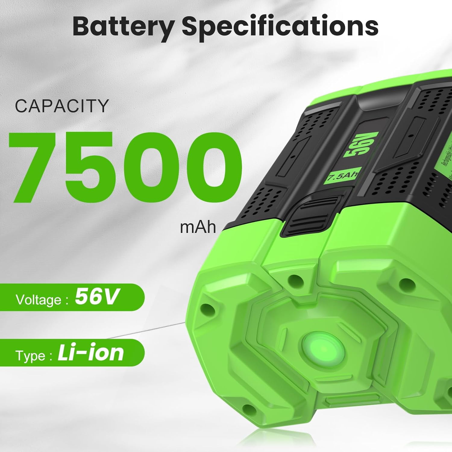 56Volt 7.5Ah Lithium Battery Replacement for EGO Battery Compatible with EGO 56V Battery 7500mAh BA4200T BA4200 Compatible with 56V Power Tools Lawn Mower