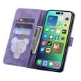 thumbnail image 4 of Nalacover for iPhone 14 Pro Wallet Case, Flower Cat Embossed Pattern Magnetic Premium PU Leather Soft Silicone Shockproof Cover with Card Slots Holder Kickstand Flip Folio Case, Purple, 4 of 7