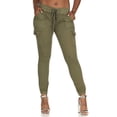 thumbnail image 1 of VIP Jeans Women's Mid Waisted Cargo Jogger Skinny Jeans, Light Green, Plus Size 2XL, 1 of 5