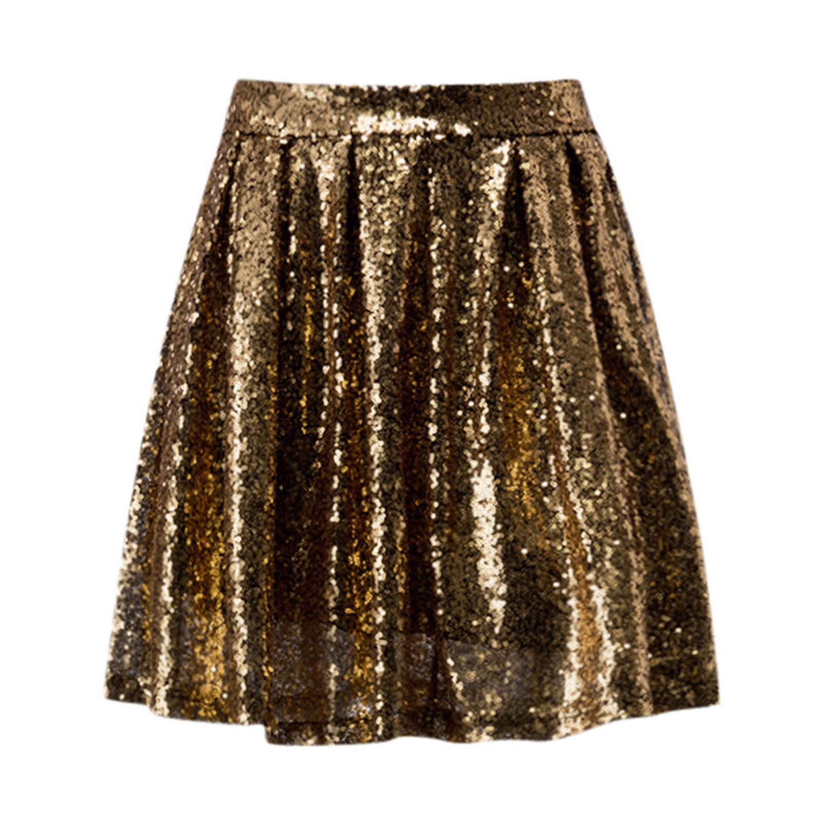 Royallove Sequin Skirt Women's Pleated Skirt Mini Skirt Glitter Short