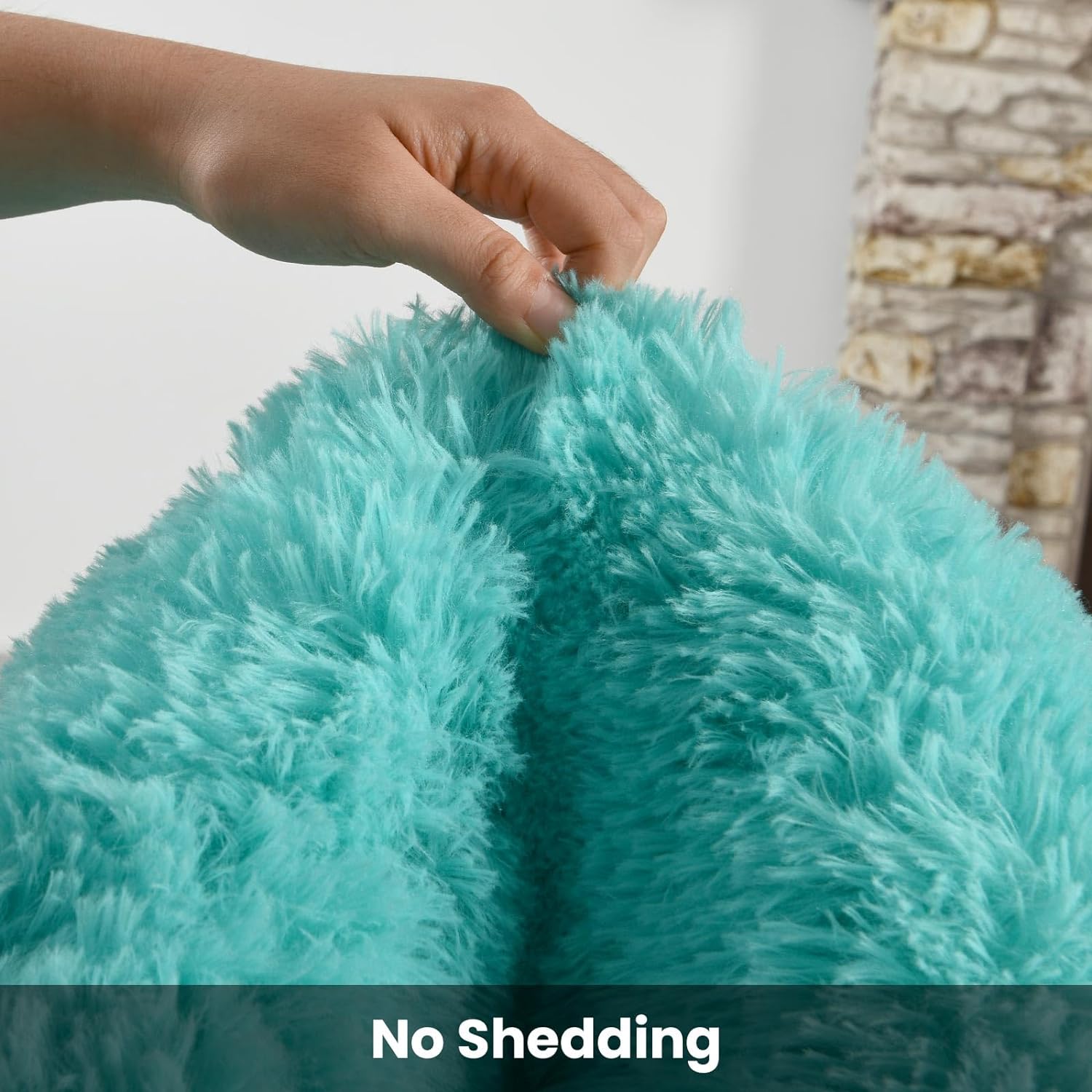 Homore Cute Fluffy Velvet Carpet Soft Washable Area Rugs for Bedroom/ Living Room Decoration,8'x10',Blue