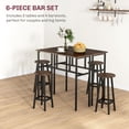 thumbnail image 3 of Rustic Brown 6-Piece Bar Table Set with 4 Stools - Compact Dining Set for Kitchen, Bar, Living Room - Particleboard & Steel Construction, 39.3" x 15.8", 3 of 7