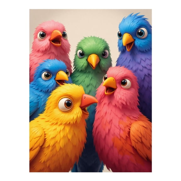 Diamond Art Kit for Adults, Colorful Cartoon Birds Gathering Diamond Painting for Adults Beginners, 5D DIY Diamond Art Painting Kits, Colorful Diamond Painting Craft for Home Decor 12x16