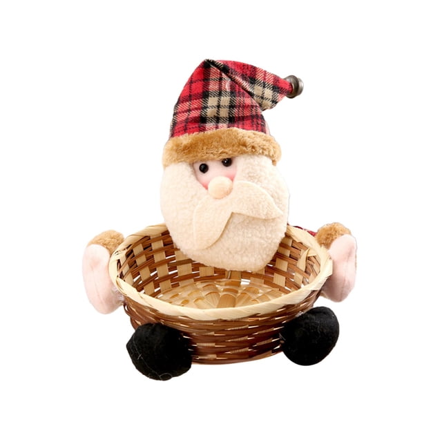 Decoración de muñecas navideñas, cesta de almacenamiento navideña, decoración de escritorio, Caja de almacenaje para dulces para fiesta, sala de L Papá Noel