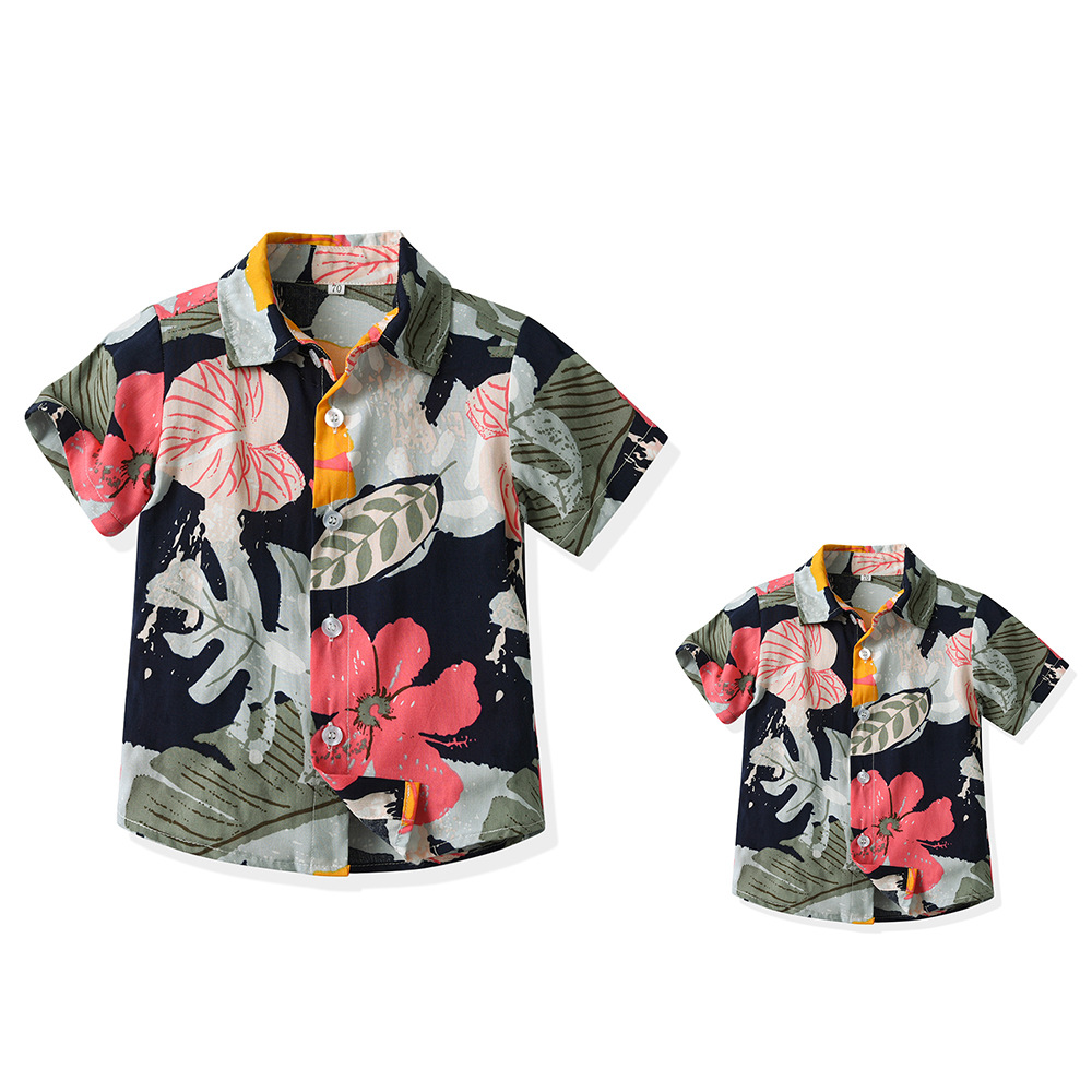 Seaside Holiday Dad-son Matching Summer Shirt Beach Style Short-sleeved ...