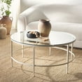 thumbnail image 2 of SAFAVIEH Couture Edmund Modern Round Tempered Glass Coffee Table, White, 2 of 11