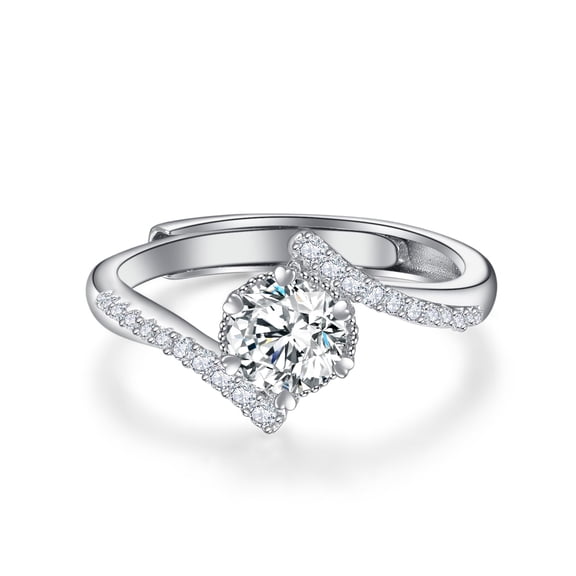 TANGPOET Eternity Adjustable Rings Sterling Silver Wedding Engagement Rings Promise Jewelry Gift for Wife