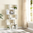 thumbnail image 3 of Cozy Castle Geometric Bookshelf Set of 2, 62" Tall Bookcase with 5-Tier Display Shelf, White, 3 of 8