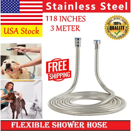 3M Shower Hose Stainless Steel Replacement Flexible Chrome Long Bathroom Pipe