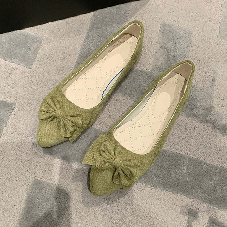 Women's Comfort Walking Boat Shoes Casual Flats Pointed Toe Slip On Ballet  Flats Light Weight Loafers Faux Suede Dress Shoes Army Green 6 - Walmart.com