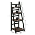 thumbnail image 2 of Fionafurn Wooden 4-Tier Ladder Shelf Foldable Bookshelf Plant Stand Display Shelf, Black + Brown, 2 of 8