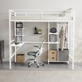 thumbnail image 4 of UBesGoo Metal Twin Size Loft Bed Frame with Stairs & Full-Length Guardrail, Rustic Wood, White Frame, 4 of 7