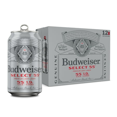 Budweiser Select 55 Light American Light Lager Beer 12 pack 12 fl oz Aluminum Cans 2.4% ABV