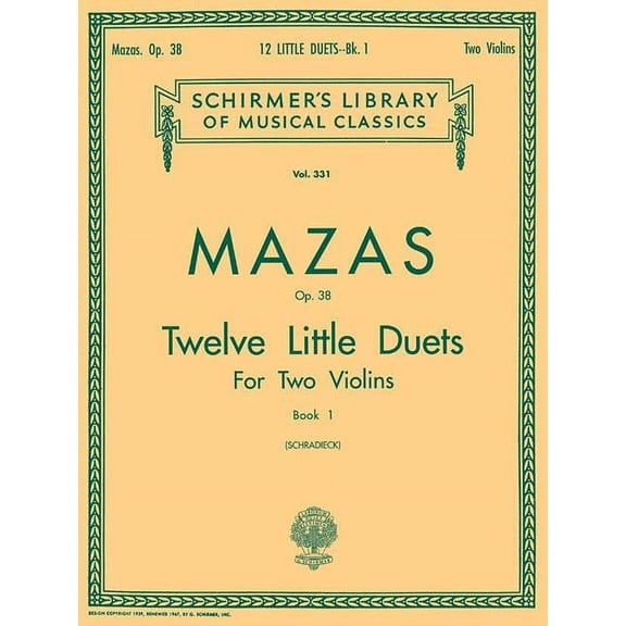 Schirmer's Library of Musical Class 12 Little Duets, Op. 38 - Book 1: Schirmer Library of Classics Volume 331, (Paperback)