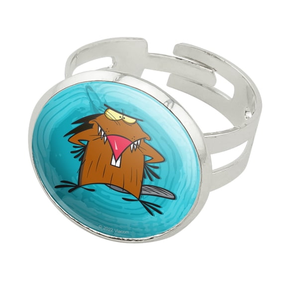 Angry Beavers Daggett Silver Plated Adjustable Novelty Ring