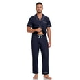 thumbnail image 5 of ANLIQI Mens Pajamas Set 100% Cotton Soft Button Pajamas for Men Short Sleeve Sleepwear 2 Piece Lounge Pjs Sets (Navy Blue,S), 5 of 8