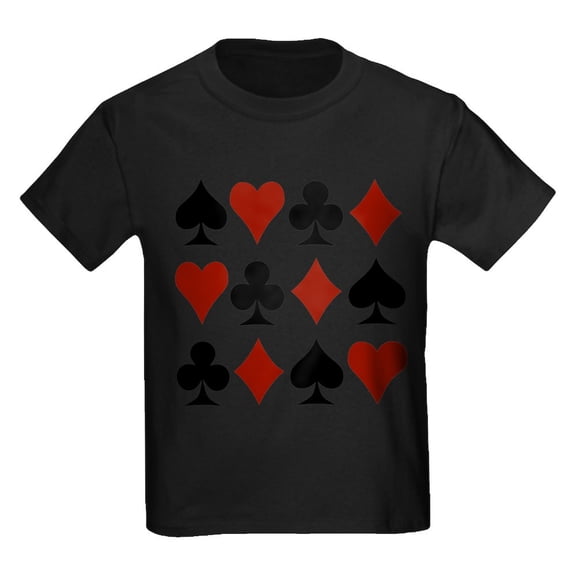 CafePress - Playing Card Symbols Kids Dark T Shirt - Dark T-Shirt Kids XS-XL
