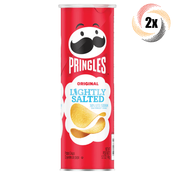 2x Cans Pringles Original Lightly Salted Flavored Potato Crisps Chips 5.26
