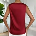 thumbnail image 4 of Women's Cowl Neck Camisole, Satin Tank Tops, Dressy Casual Sleeveless Blouse Shirts Workout Basic Cropped Tops Wine XL, 4 of 7