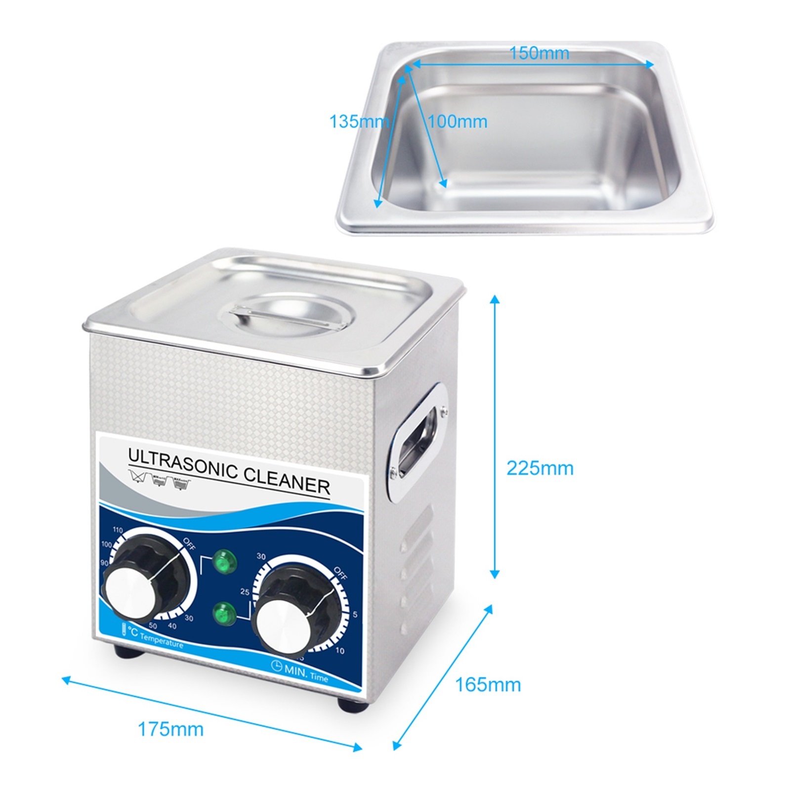 120W 2L Portable Ultrasonic Cleaner 40khz Heating Knob Stainless Steel Bath With Cleaning Basket Hardware Parts Spark Wash ,Strong Cleaning