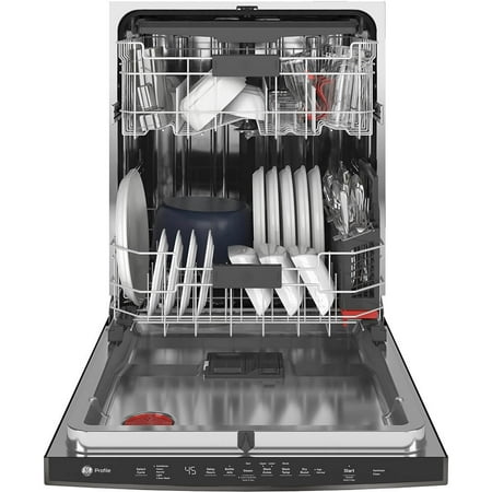 GE Profile - Top Control Built-In Dishwasher with Stainless Steel Tub, 3rd Rack, 45dBA - Black stainless steel