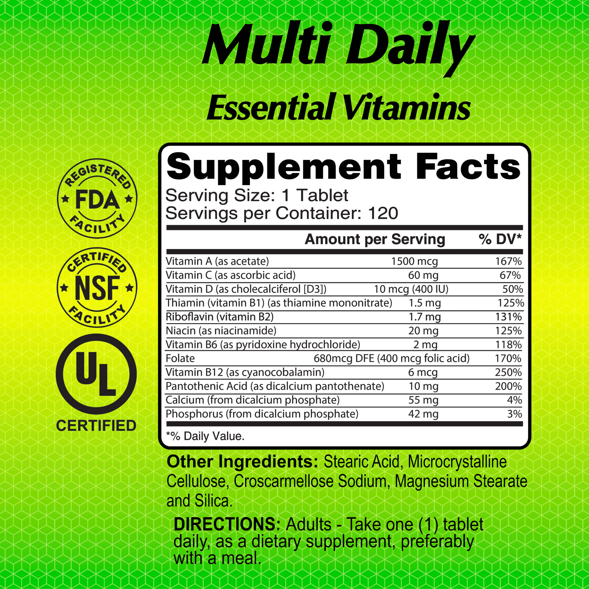 Alfa Vitamins Multi Daily - Essential Vitamins to Support The Immune System and Promote a Healthy Lifestyle - 120 Tablets