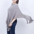 thumbnail image 3 of MSJUHEG Kimonos,Poncho Sweater Women,Cape Coat,Shawl Wraps,Wrap Cardigan,Cape Fringe Horn Buckle Irregular Double Fringe Cape Warm and Thick Gray One Size, 3 of 7