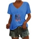 thumbnail image 1 of Camisetas Casuales de las Mujeres Gradiente Día de la Independencia Impreso Cuello Redondo, Blusa de Manga Corta para Diario, Fiesta Y Primavera Verano, 1 of 3