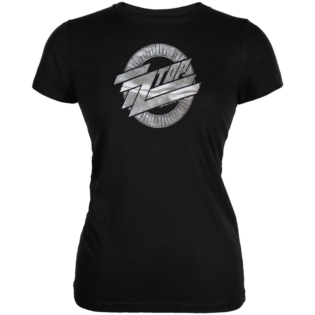 ZZ Top Women's Juniors Silver Logo Short Sleeve T Shirt