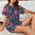 thumbnail image 4 of Susaid Floral Print Women's Pajama Set, Button-Up Sleepwear with Elastic Waist Shorts, Perfect for Lounging, Yoga, Beach, and Casual Wear-Medium, 4 of 7