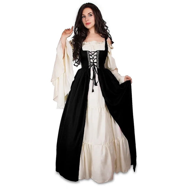Vestido Medieval Punk de S-6XL para mujer, disfraces de Halloween, palacio, fiesta de carnaval, disfraz de princesa, Vestido victoriano para mujer