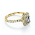 thumbnail image 3 of JeenMata Double Halo Setting - 1.75 Carat Emerald Cut - Pave Style Engagement Ring - 18K Yellow Gold Plating over Silver, 3 of 6