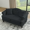 thumbnail image 6 of Modern Black Velvet Sofa , Tufted Couch with Rolled Arms and Nailhead, 3+2 seater for Living Room Bedroom Office and Apartment, 6 of 7