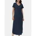 thumbnail image 6 of Women's V-Neck Casual Loose Short Sleeve Long T-Shirt Dress Split Maxi Dress with Side Pocket, 6 of 6