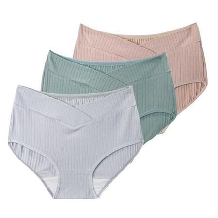

Xmarks Womens Underwear Soft Cotton V-shaped High Waist Breathable Solid Color Postpartum Maternity Mother Briefs Panties for Women(3-Packs)