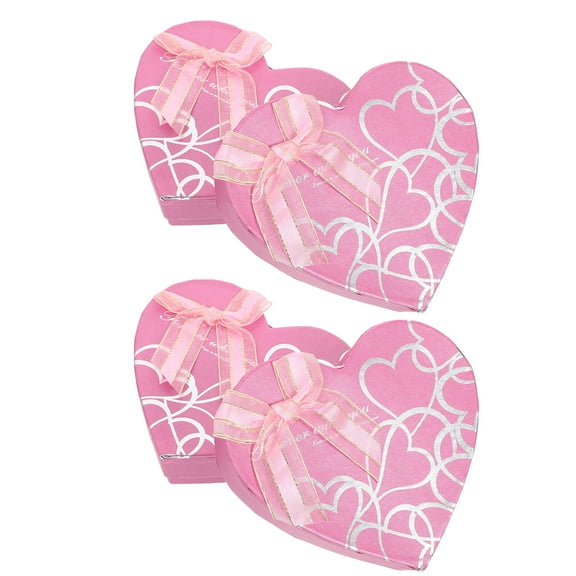 WEAVILUX Valentines Day Heart Box Pink Paper 4Pcs Storage