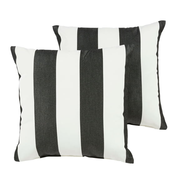 Black White Stripe Indoor/Outdoor Pillows Set of 2 Knife Edge